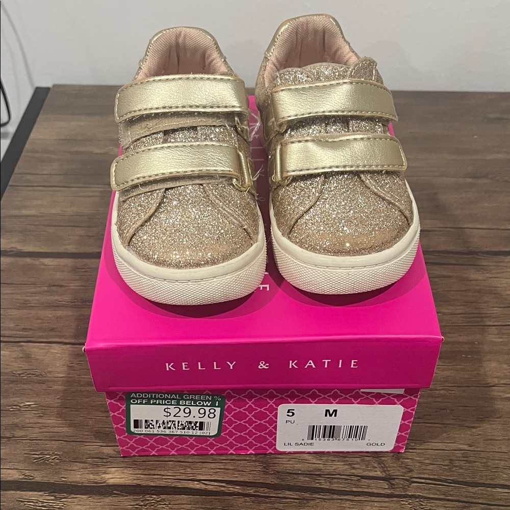 Kelly & Katie Kids Gold Glitter Sneakers